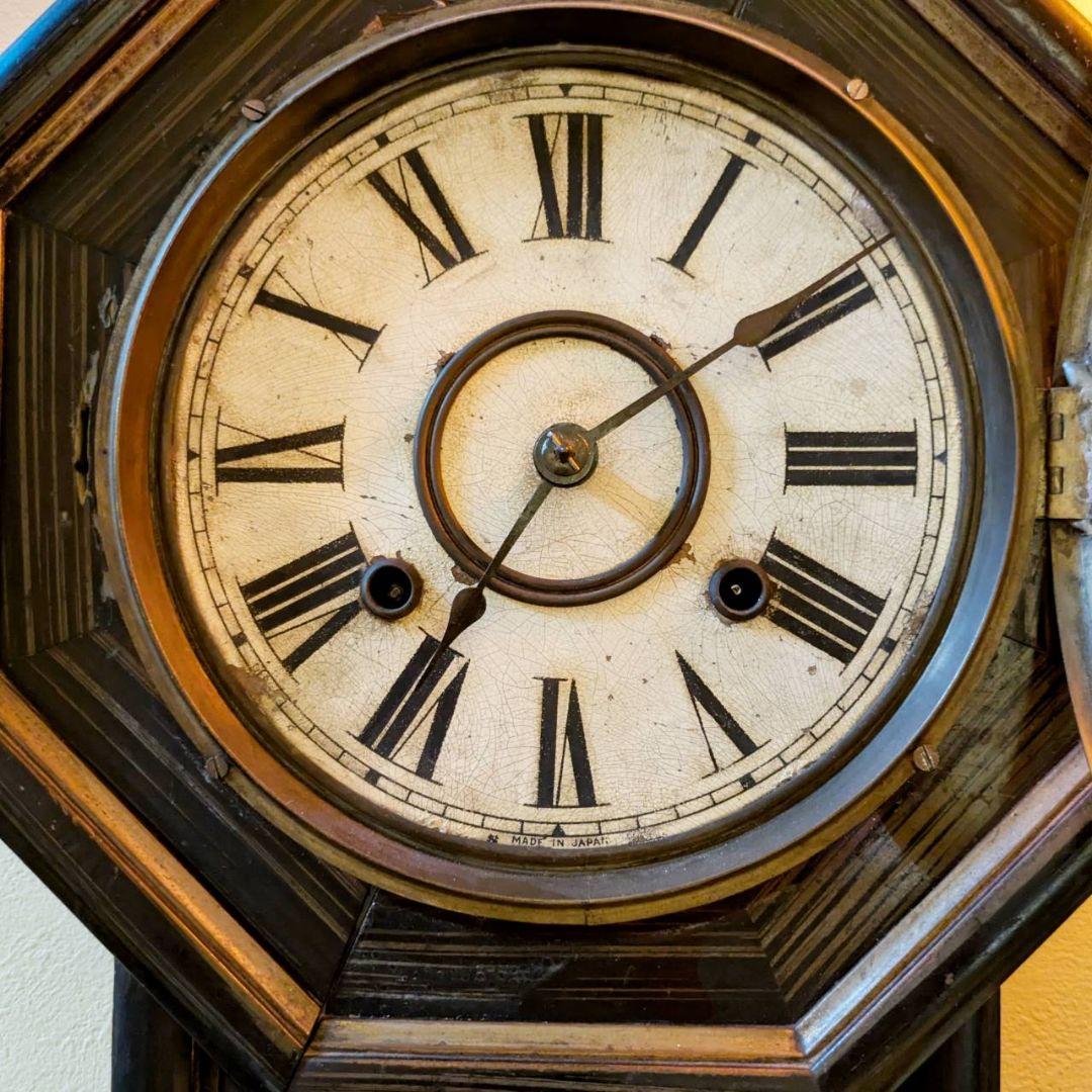 アンティーク掛時計　古時計　ゼンマイ振り子時計　精工舎　古掛時計