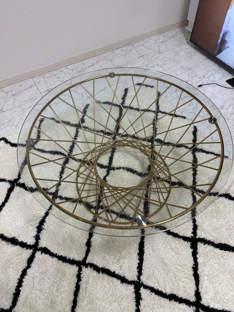 Francfranc ガラステーブル　ゴールド