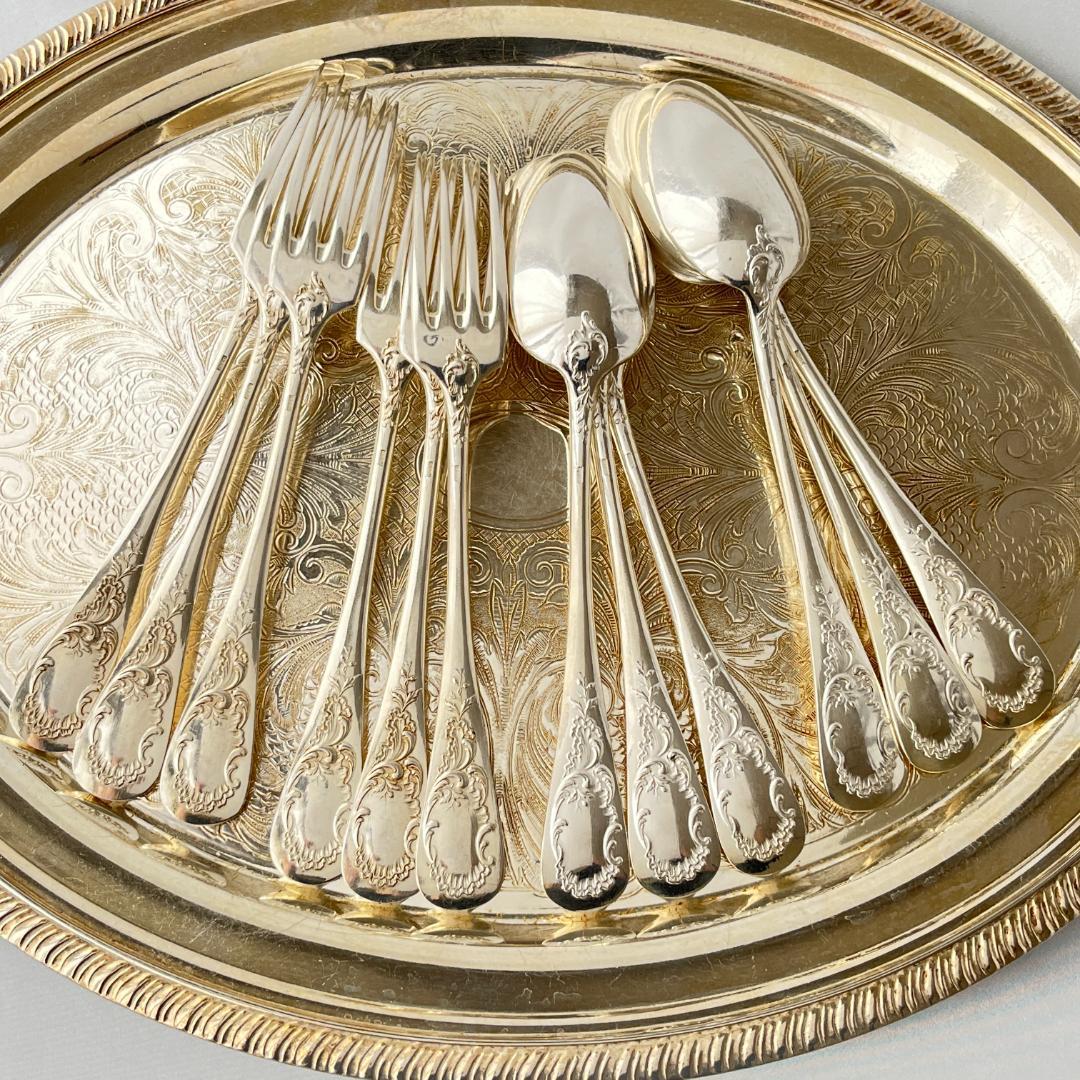 仏蘭西】 レリーフのカトラリーセット フォーク / スプーン 12本 仏蘭