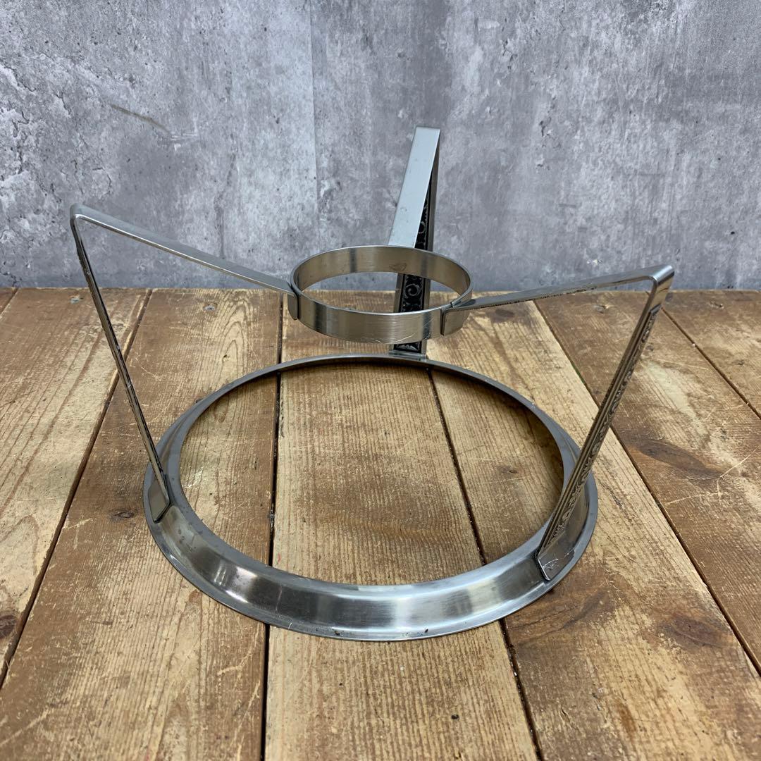 E-2 【希少・ヴィンテージ】ステンレス製 フォンデュ鍋セット 木柄 レトロ キ