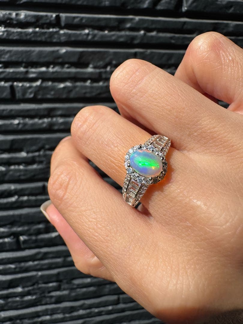 新作 天然石水オパール遊色綺麗極彩ルース0.755ct S925 18KGP - メルカリ