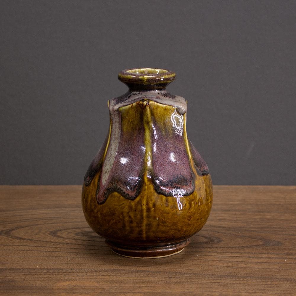 錦山焼 花瓶 フラワーベース 高さ17.6cm 民芸 昭和レトロ （1）