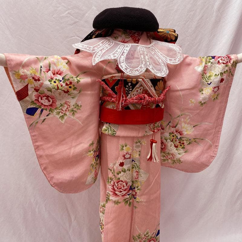 601ag25◎七五三 五歳七歳 女児 アンティーク着物&丸帯 レトロ◎