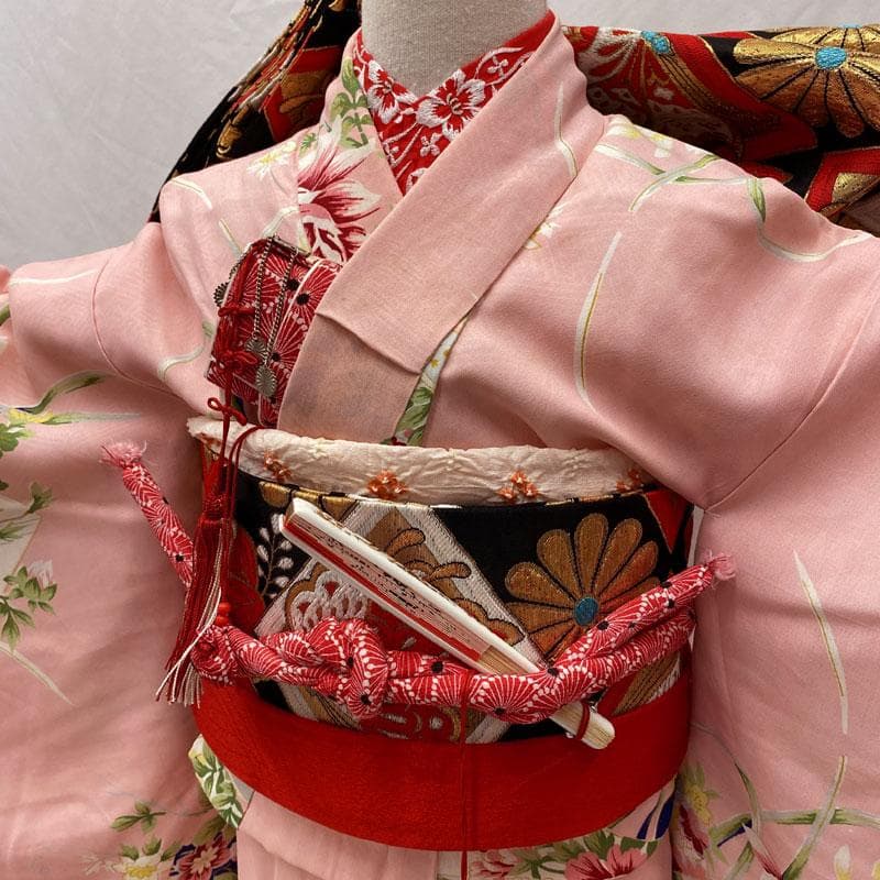601ag25◎七五三 五歳七歳 女児 アンティーク着物&丸帯 レトロ◎