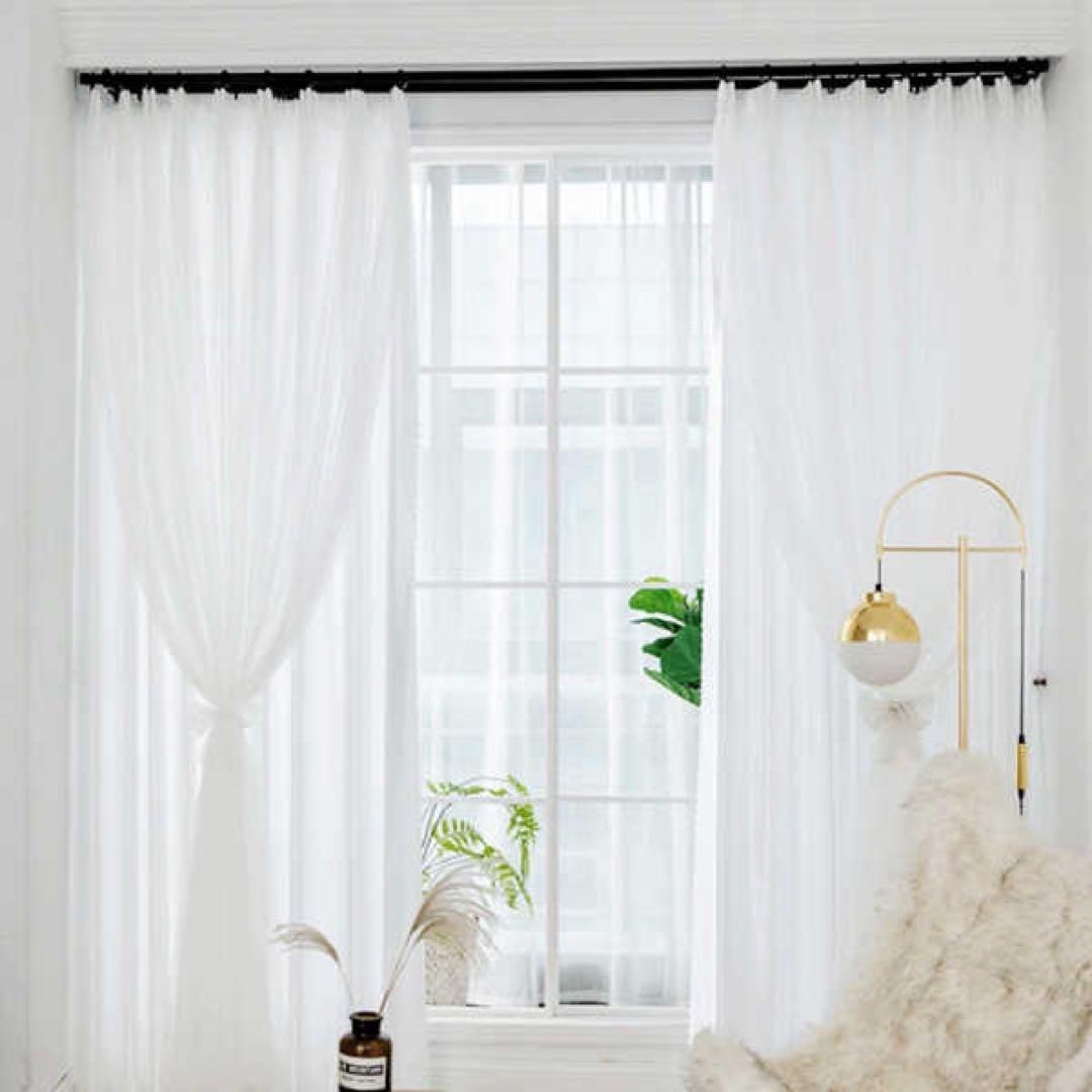 二重　ドレープカーテン　白　1300×2600   ２枚セット