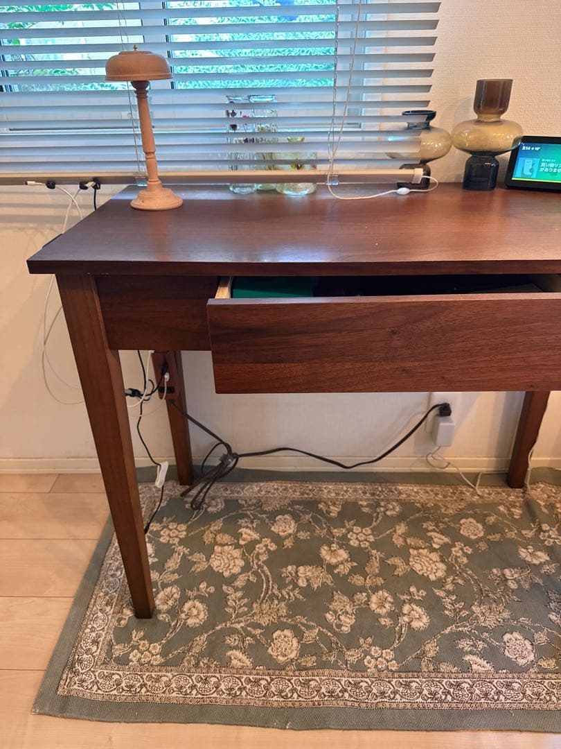 ウォールナットデスク 引き出し付き