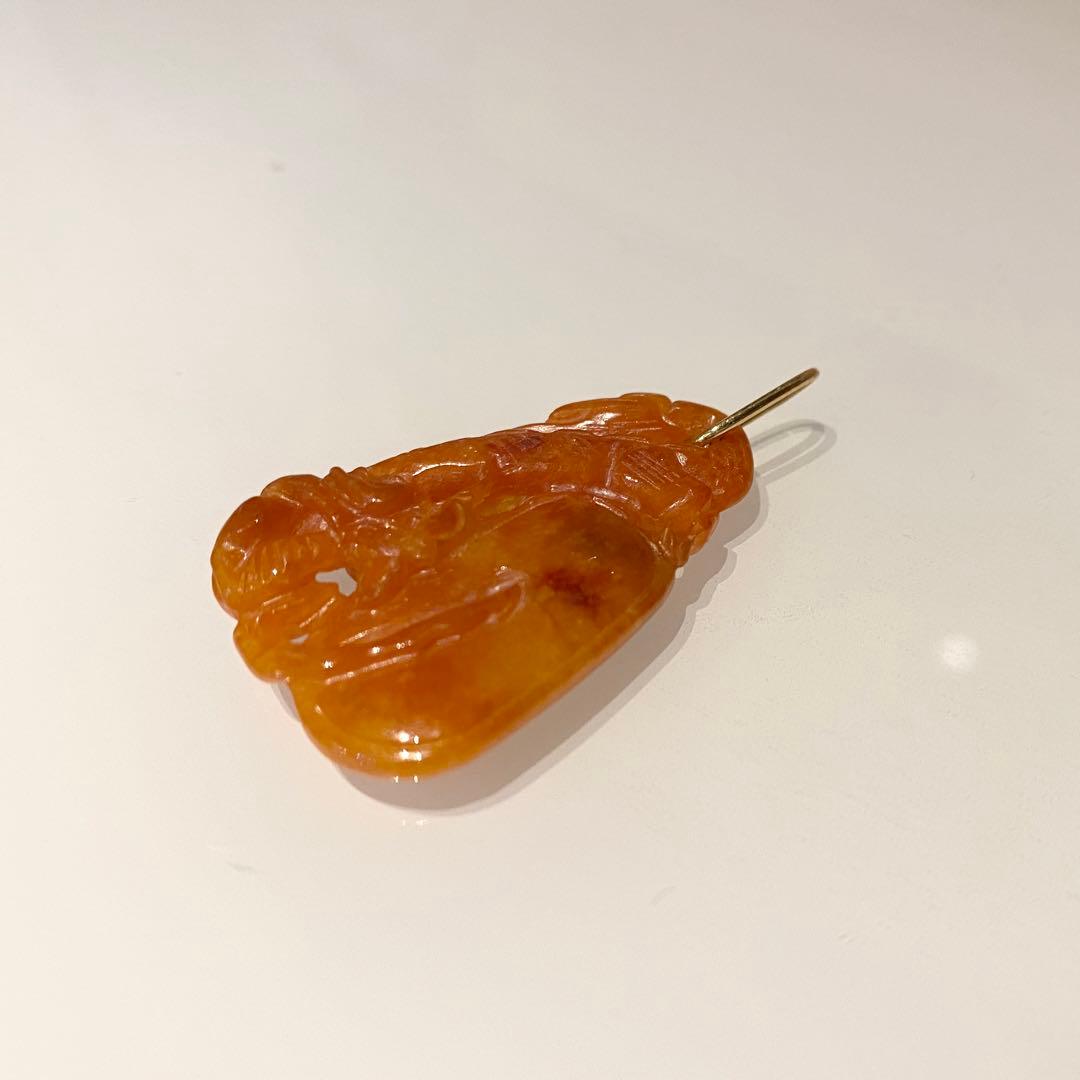 K18YG オレンジヒスイ　ペンダント　新品