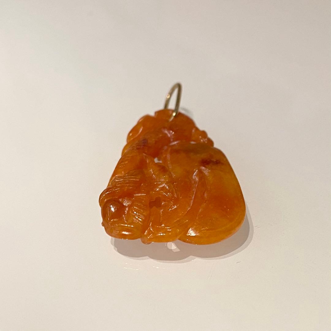 K18YG オレンジヒスイ　ペンダント　新品
