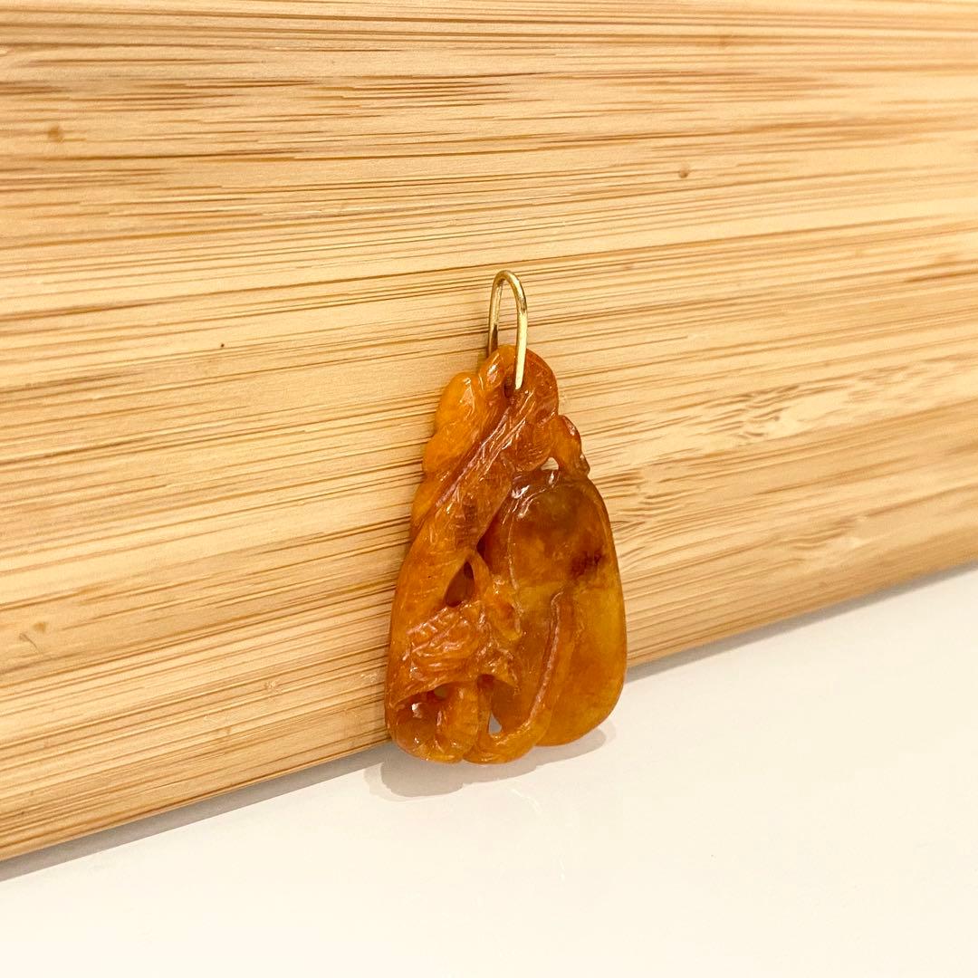 K18YG オレンジヒスイ　ペンダント　新品