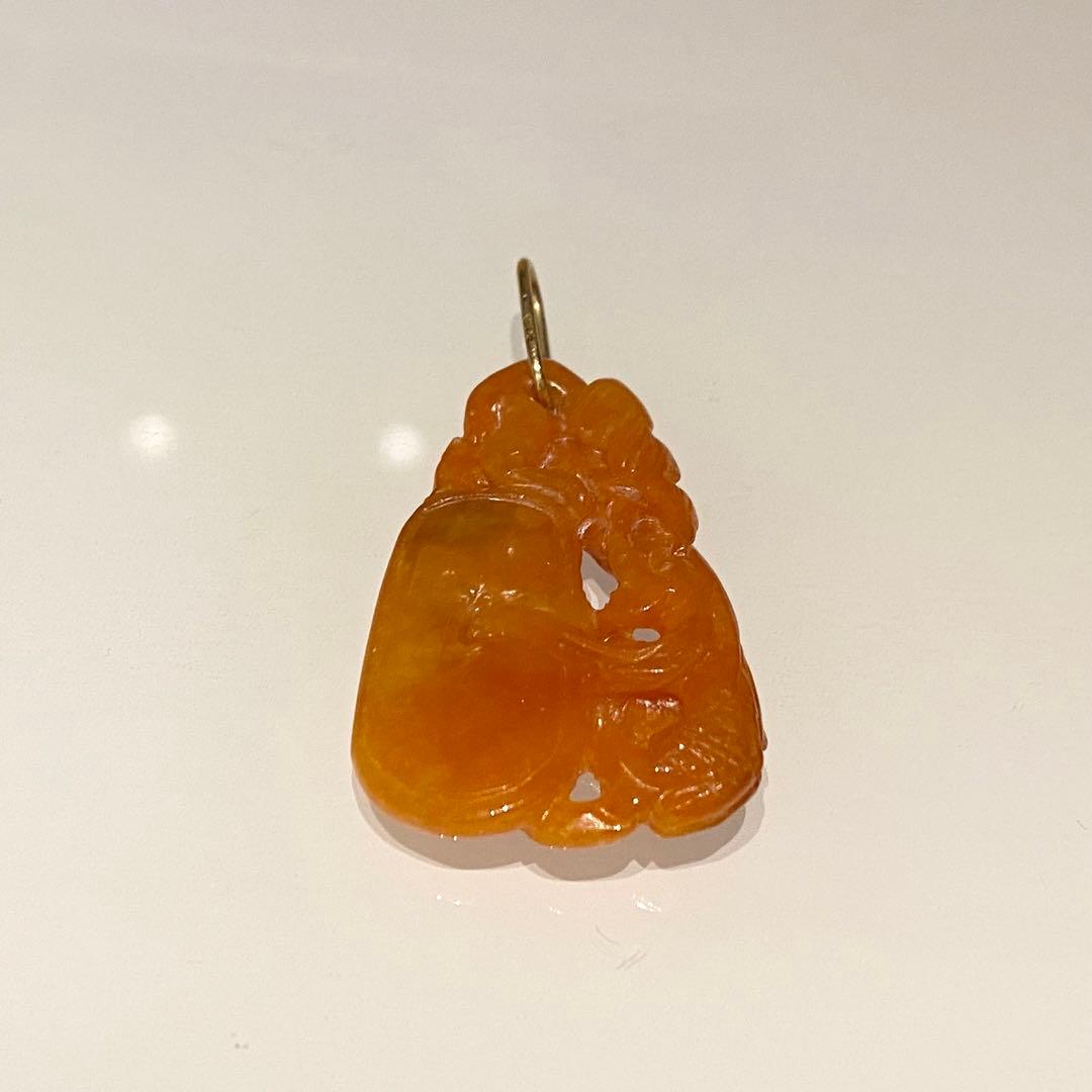 K18YG オレンジヒスイ　ペンダント　新品