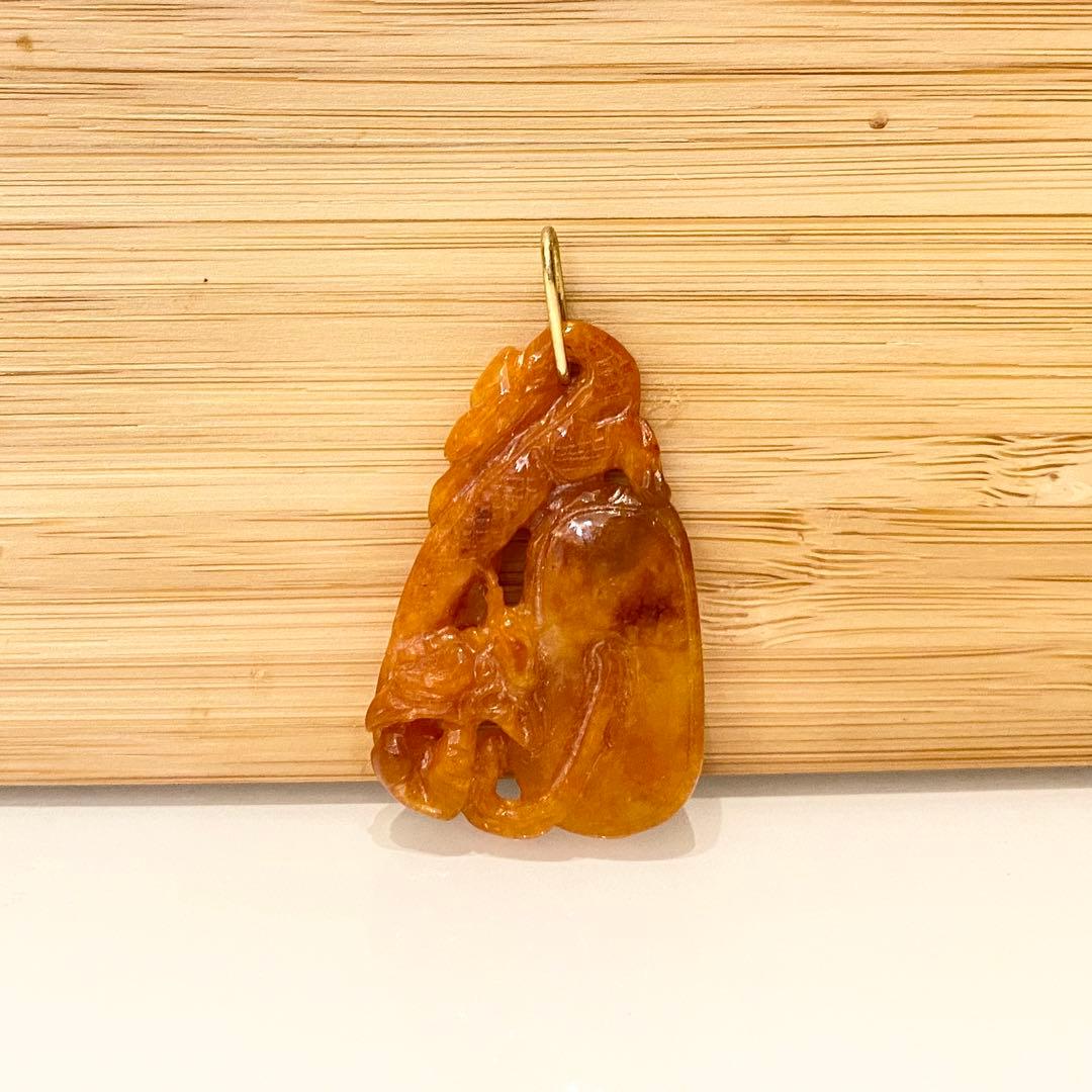 K18YG オレンジヒスイ　ペンダント　新品