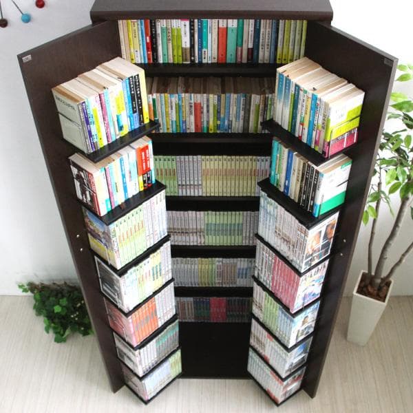 《新品・送料無料》《日本製》ＤＶＤ・ＣＤ・コミック書棚ストッカー収納庫 ブラウン