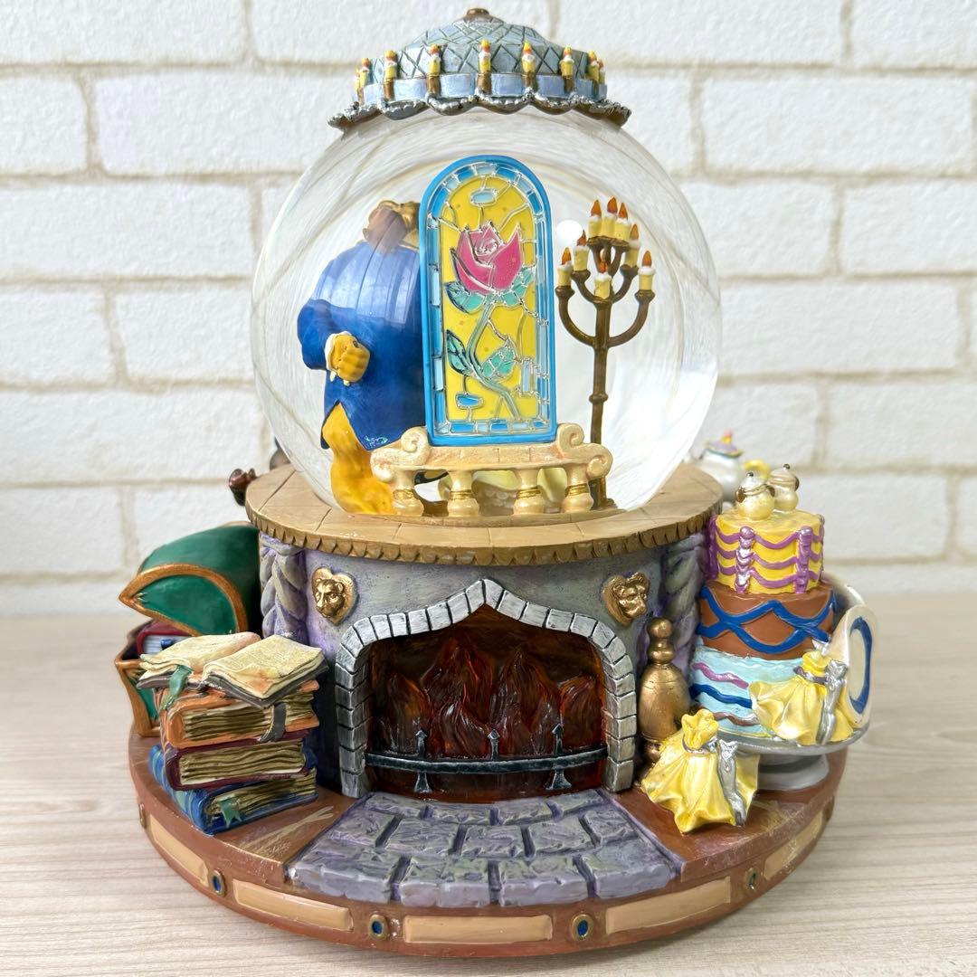 希少 廃盤品★ディズニー 美女と野獣 ライトアップ スノーグローブ スノードーム