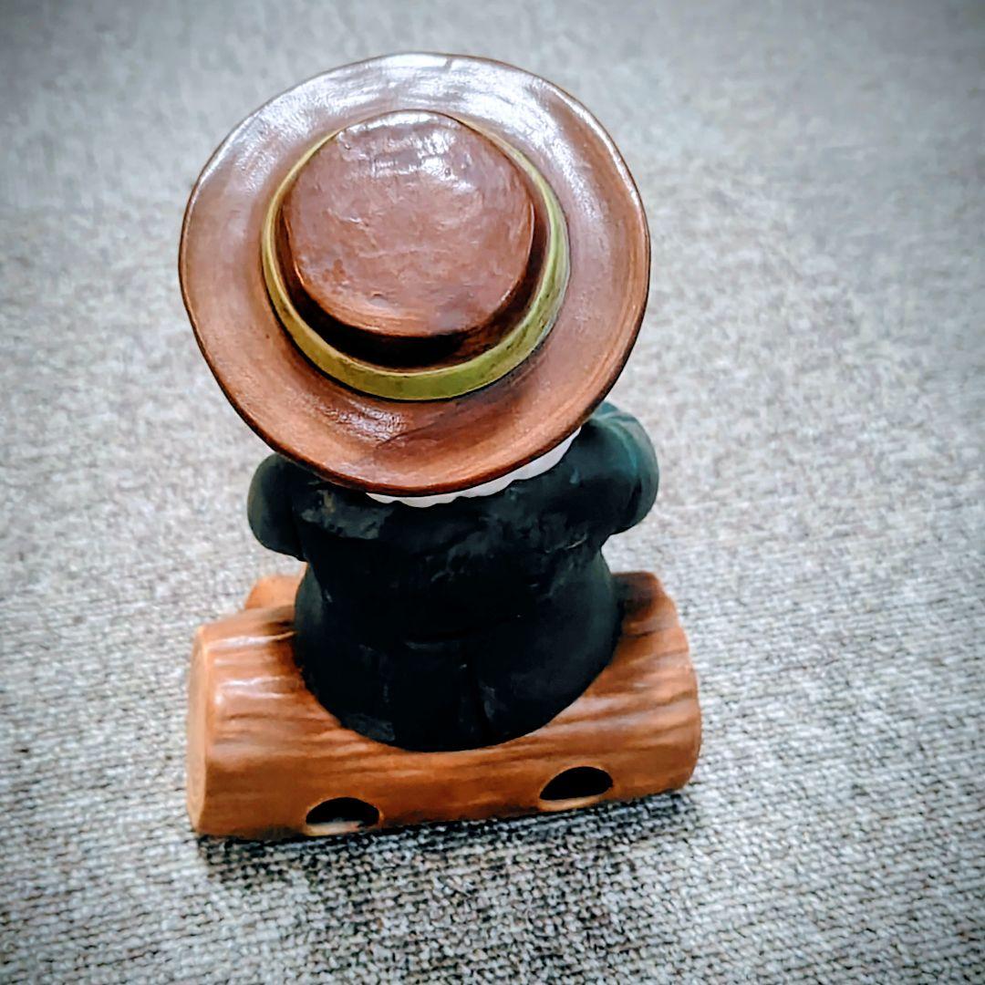 煙出し人形 パイプおじさん 香炉　アンティーク　陶器製 老人の置物 木の切り株