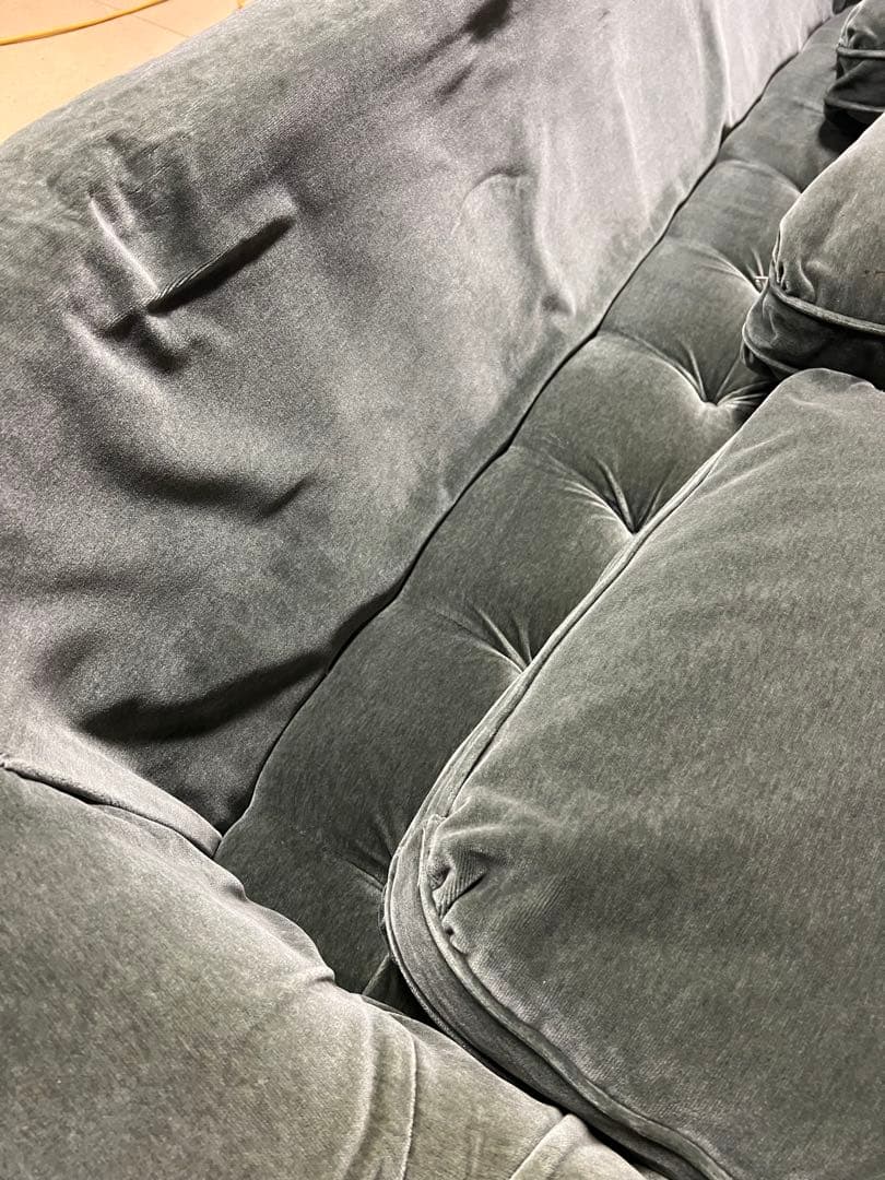 マルニ木工　ベルサイユ　ベルベット グリーンソファ 3人掛け