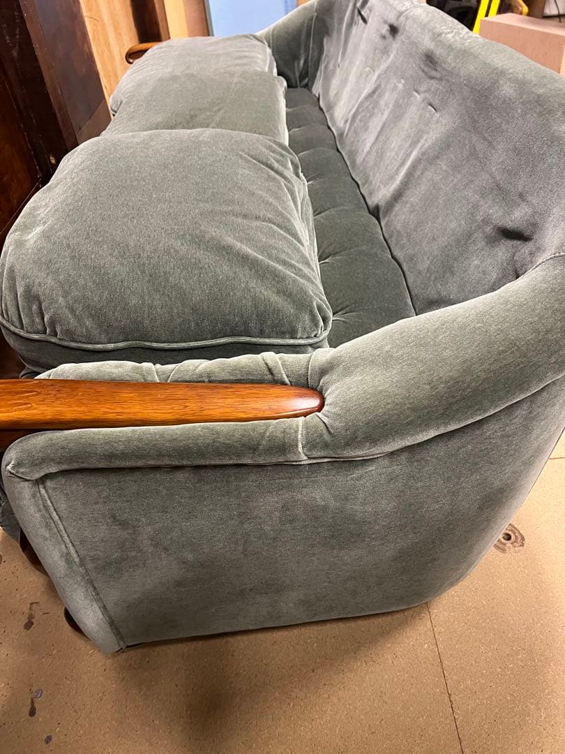 マルニ木工　ベルサイユ　ベルベット グリーンソファ 3人掛け