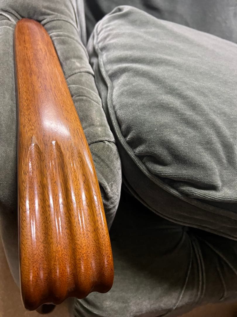 マルニ木工　ベルサイユ　ベルベット グリーンソファ 3人掛け