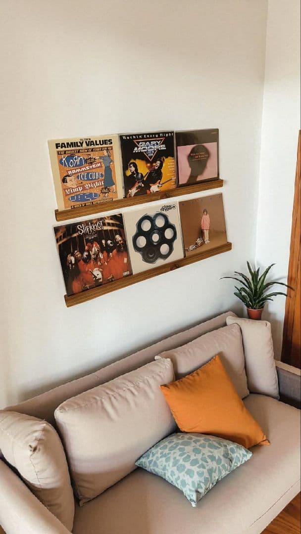 レコードディスプレイレール　3枚用2本セット　収納　ウォールラック