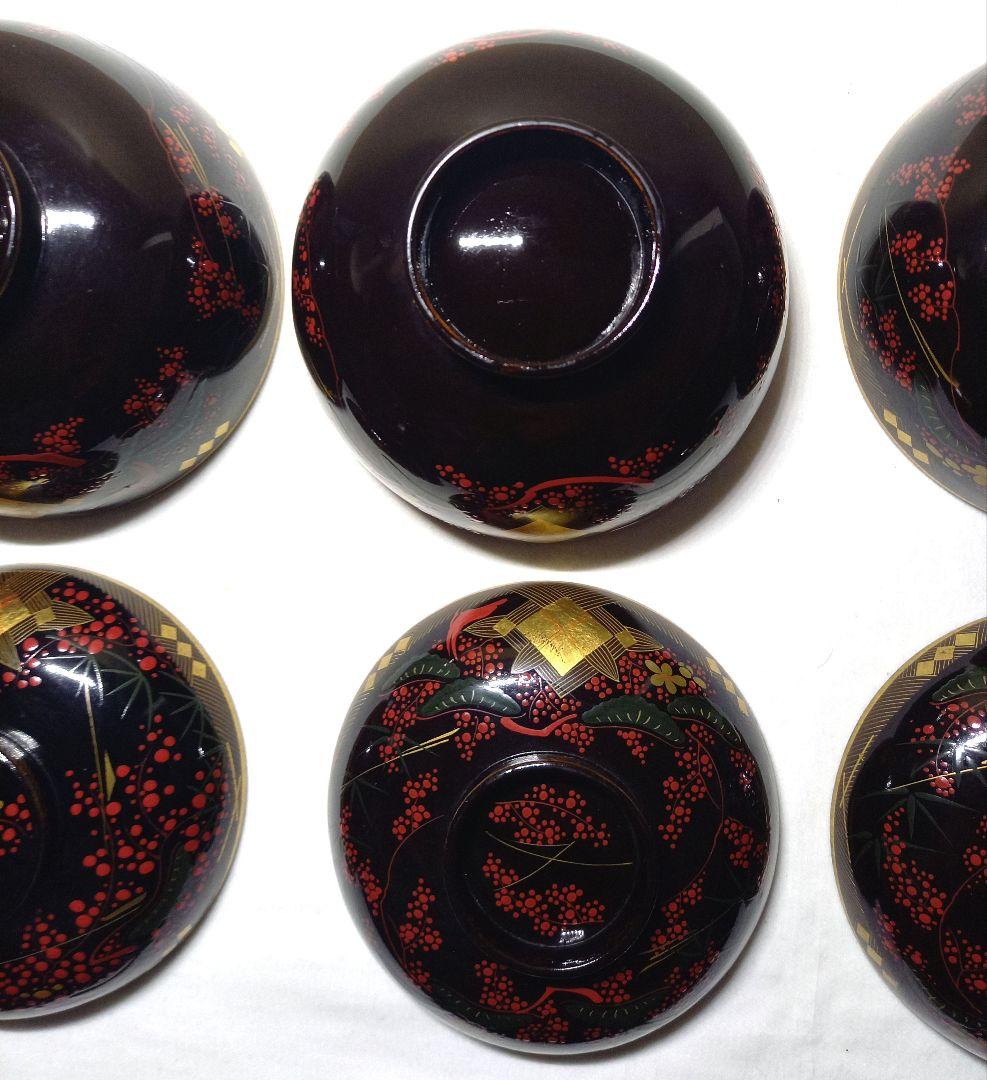 【雑誌掲載品】東北古漆器　秀衡塗　金箔/色漆　会津箔椀　江戸時代後期　3個セット