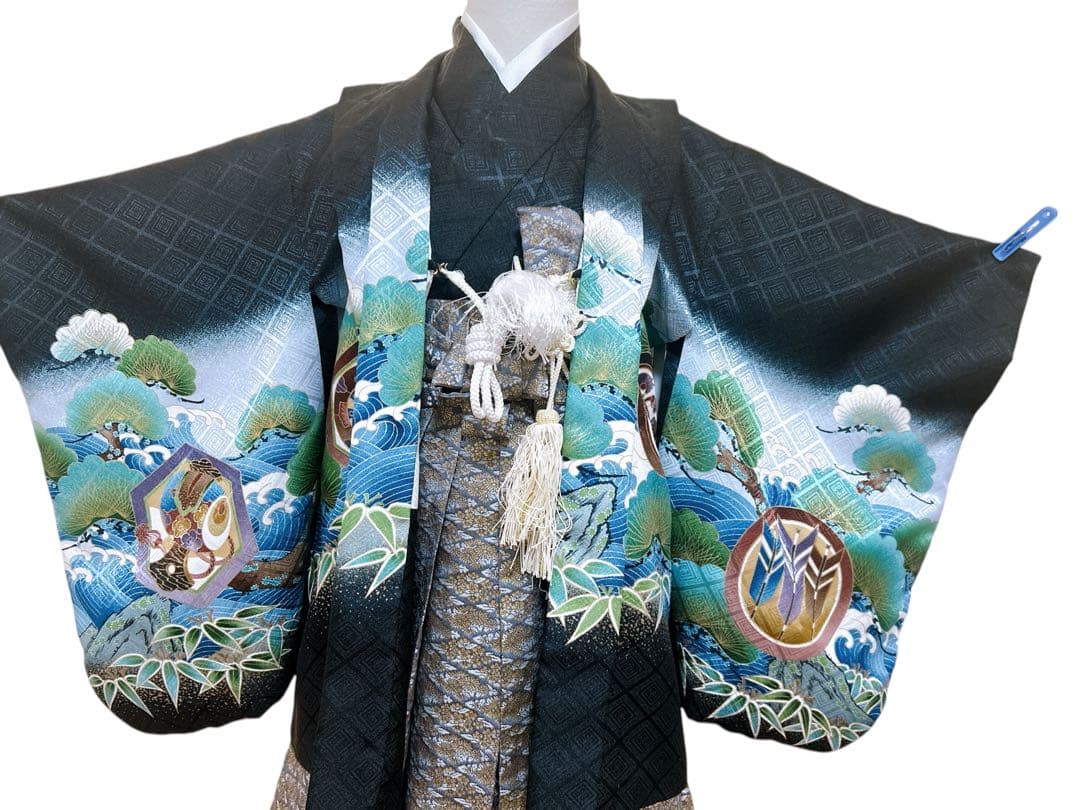 黒×グレー♡七五三　5歳　男の子　セット　一式　兜柄