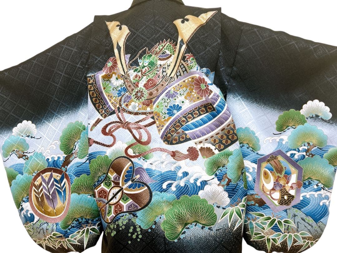 黒×グレー♡七五三　5歳　男の子　セット　一式　兜柄