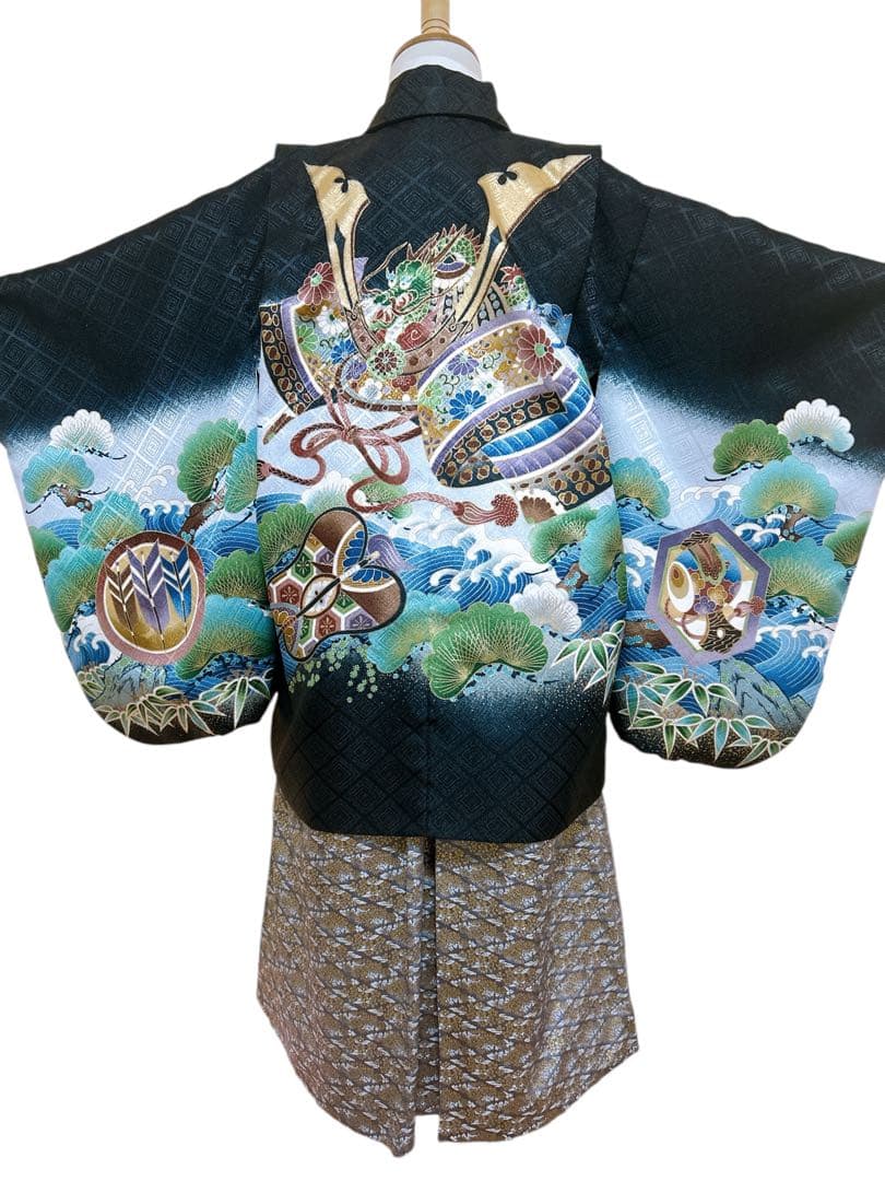 黒×グレー♡七五三　5歳　男の子　セット　一式　兜柄