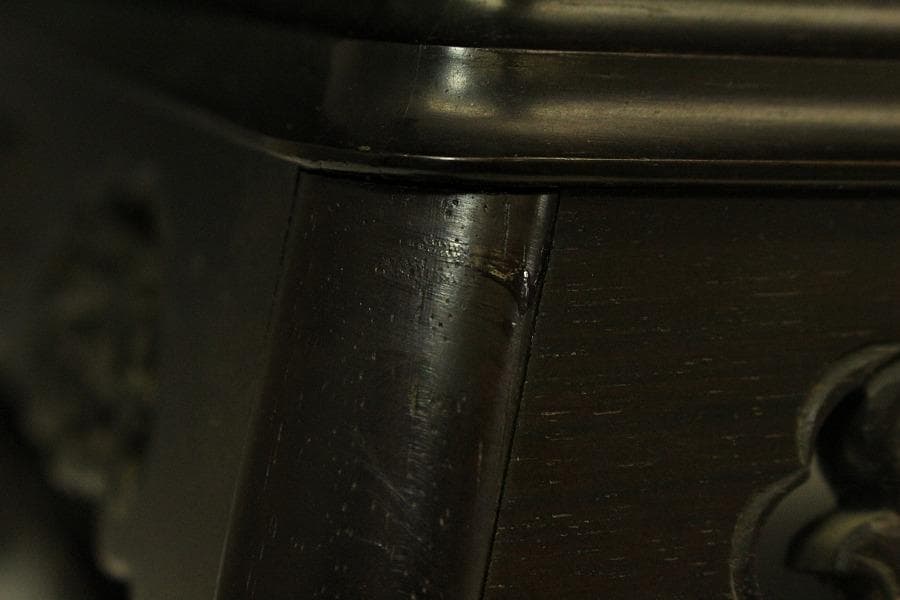 唐木 紫檀 刻装飾 四方 香炉台 重厚 64.5cm×42.5cm(LC394)