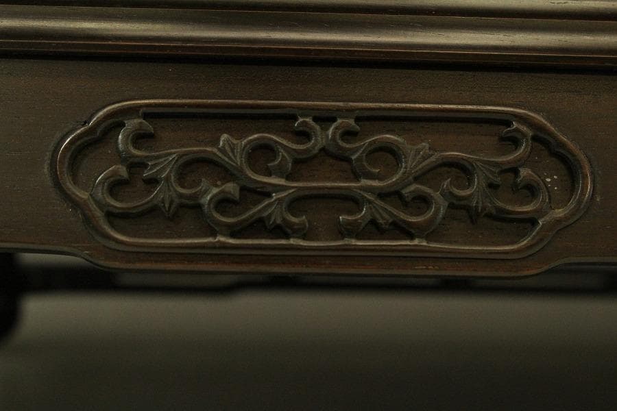 唐木 紫檀 刻装飾 四方 香炉台 重厚 64.5cm×42.5cm(LC394)