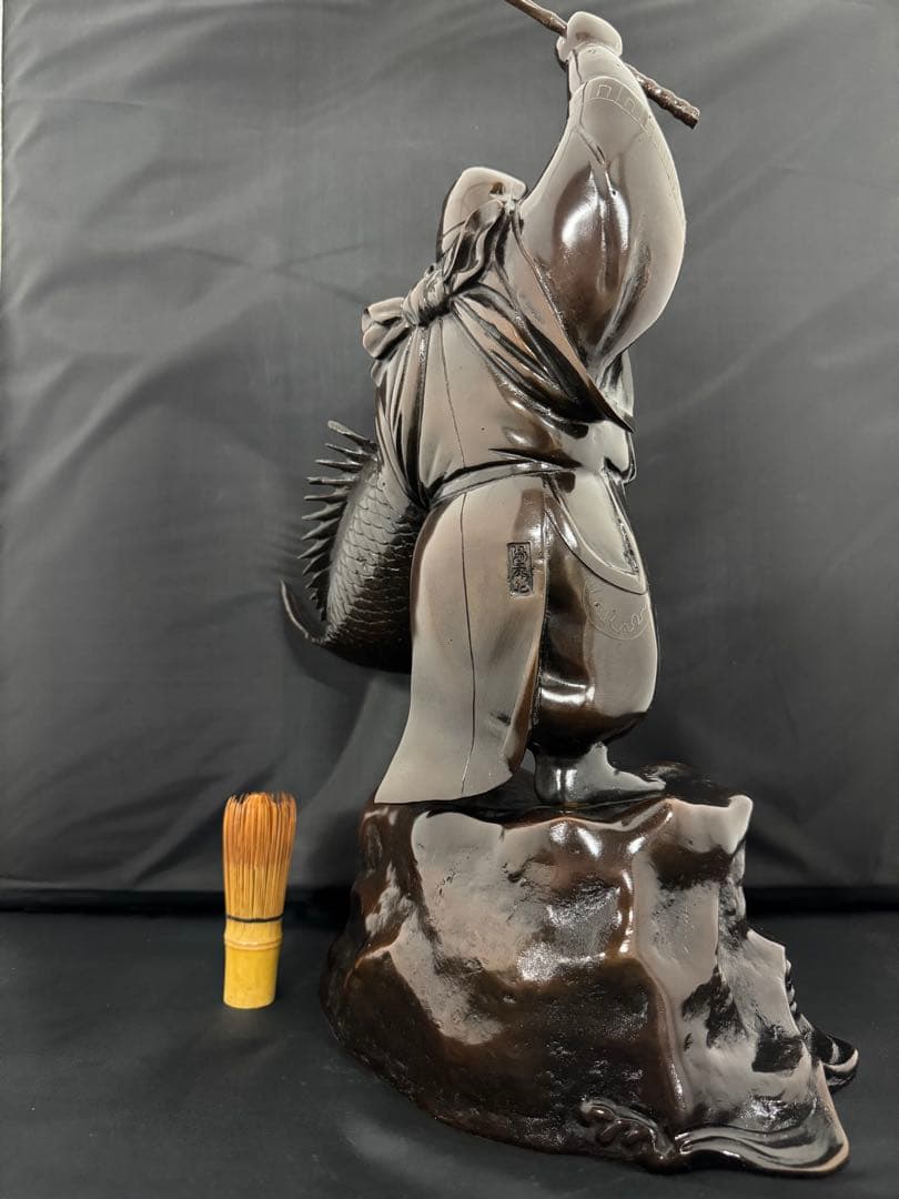 特大 恵比寿 七福神 銅　彫刻 置物 風水 開運 金運　インテリア　アンティーク