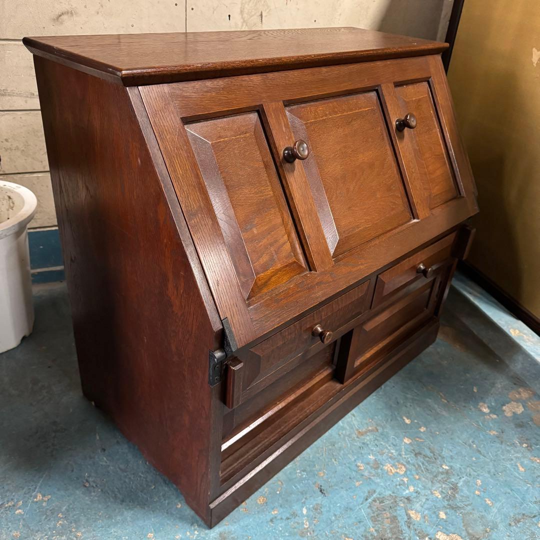 天然木 ナラ材 和製ヴィンテージ ライティングビューロー