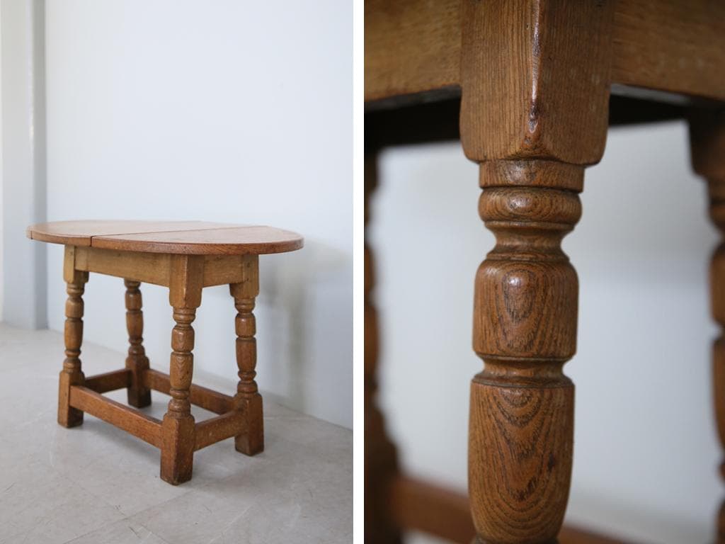 英国アンティーク木製ドロップリーフコーヒーテーブル/バタフライ机(91-106)