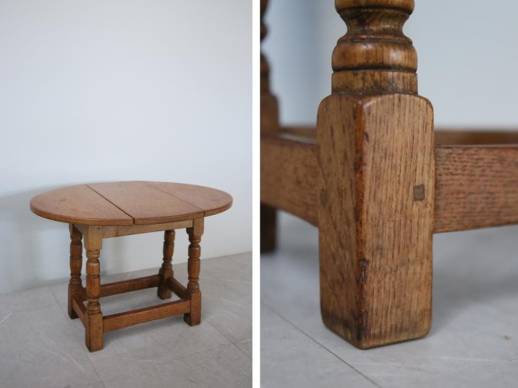 英国アンティーク木製ドロップリーフコーヒーテーブル/バタフライ机(91-106)