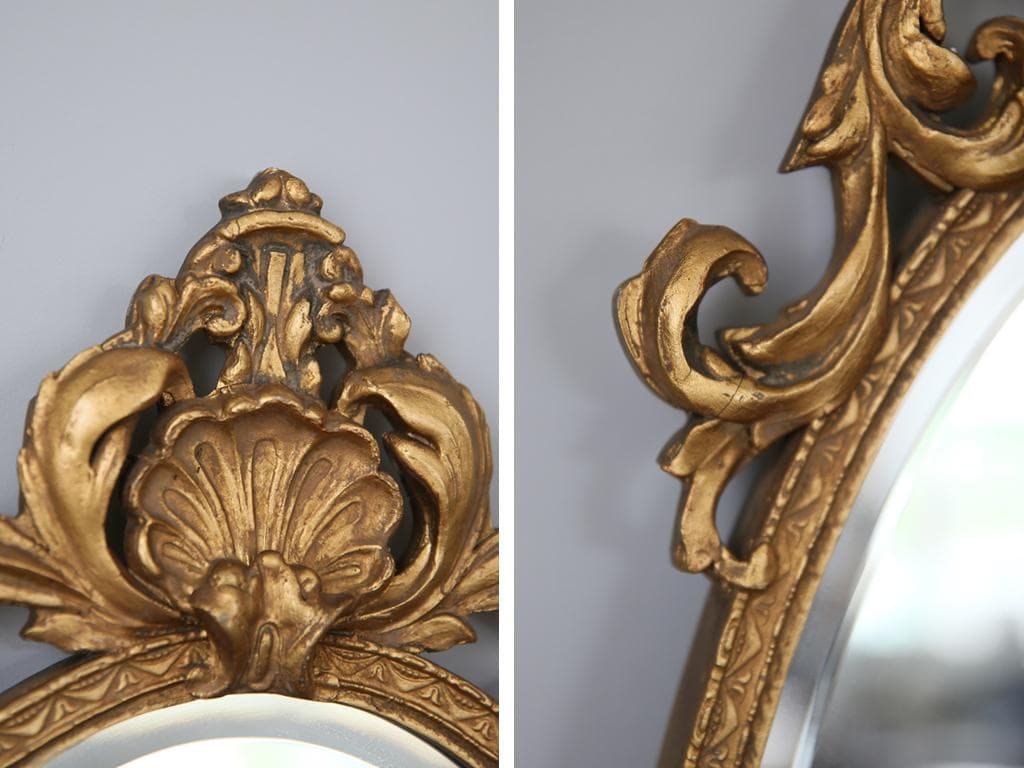 英国アンティークゴールドフレームミラー/壁掛け鏡ウォールミラー(79-298-7