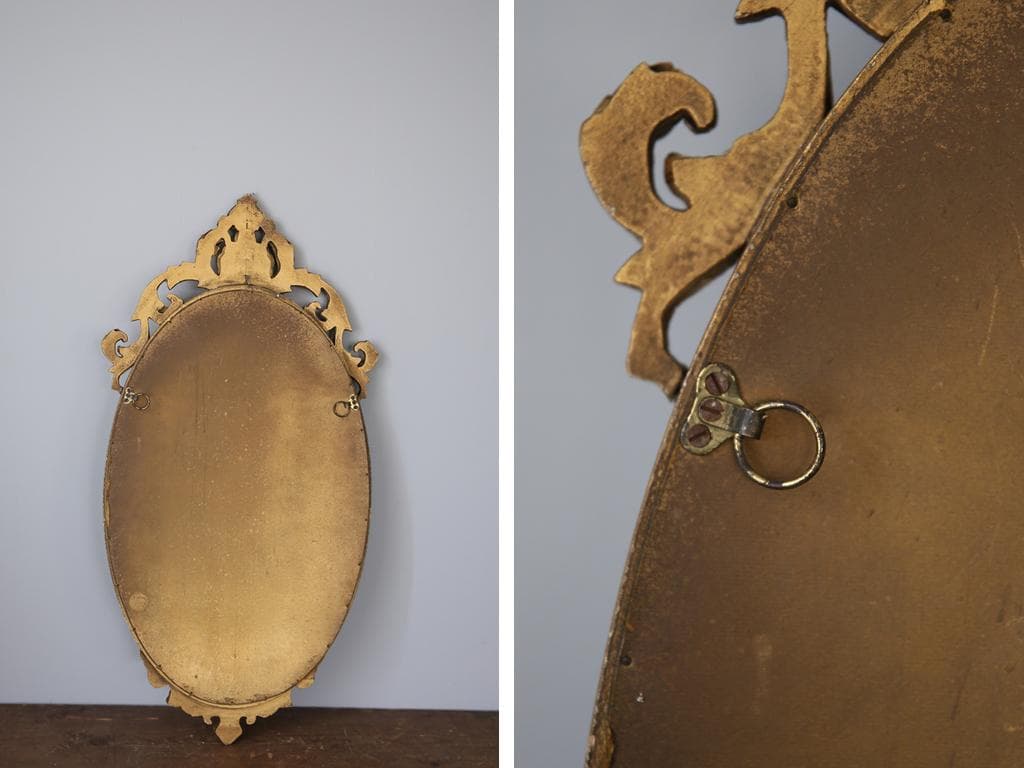 英国アンティークゴールドフレームミラー/壁掛け鏡ウォールミラー(79-298-7