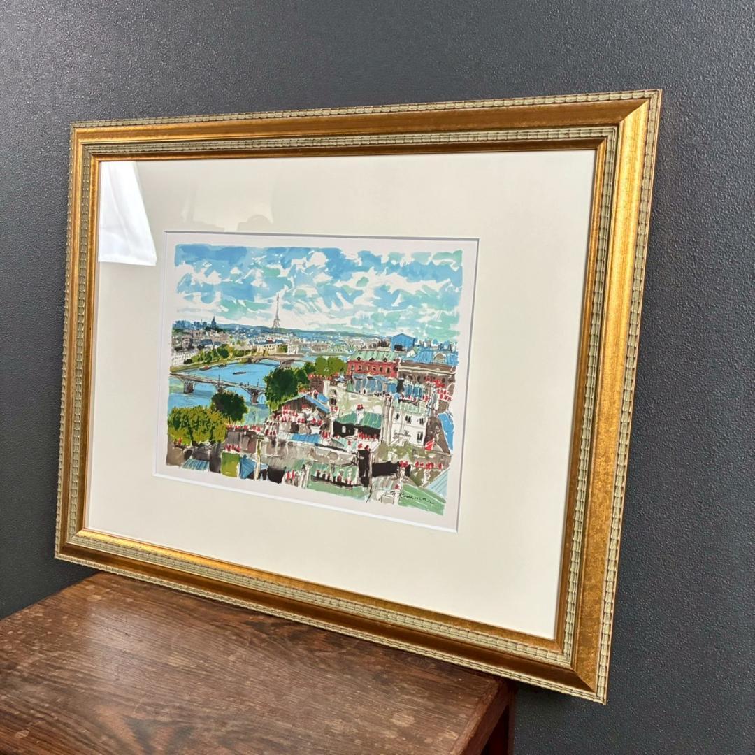 美品 児玉幸雄「エッフェル遠望」リトグラフ お洒落な額装 フランス パリ