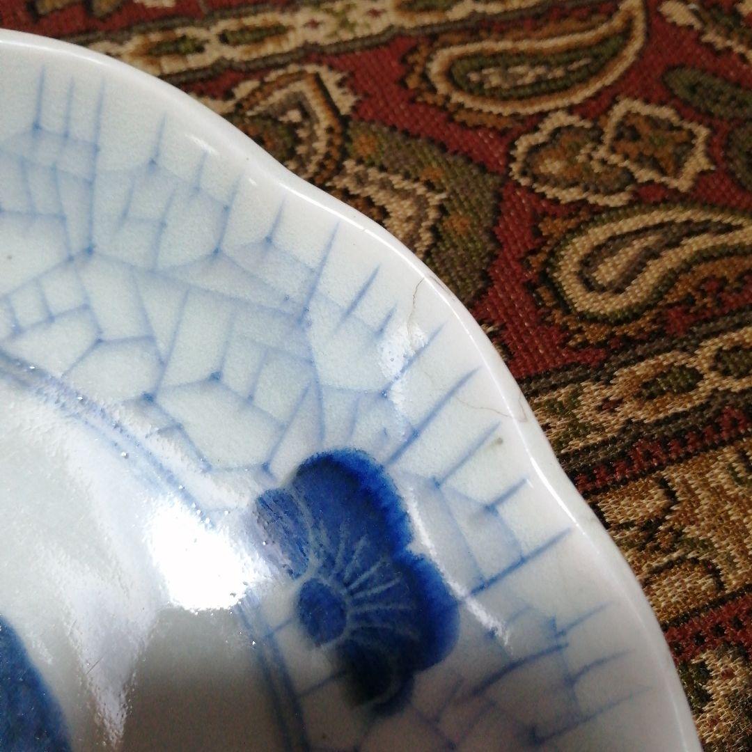 古伊万里　染付氷裂紋大皿　16枚　22.2cm　江戸後期