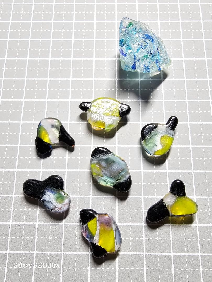 tj特別価格Ｎｏ1874 琉球ガラスくっ付きダイクロ カラフルちゃん❶7個