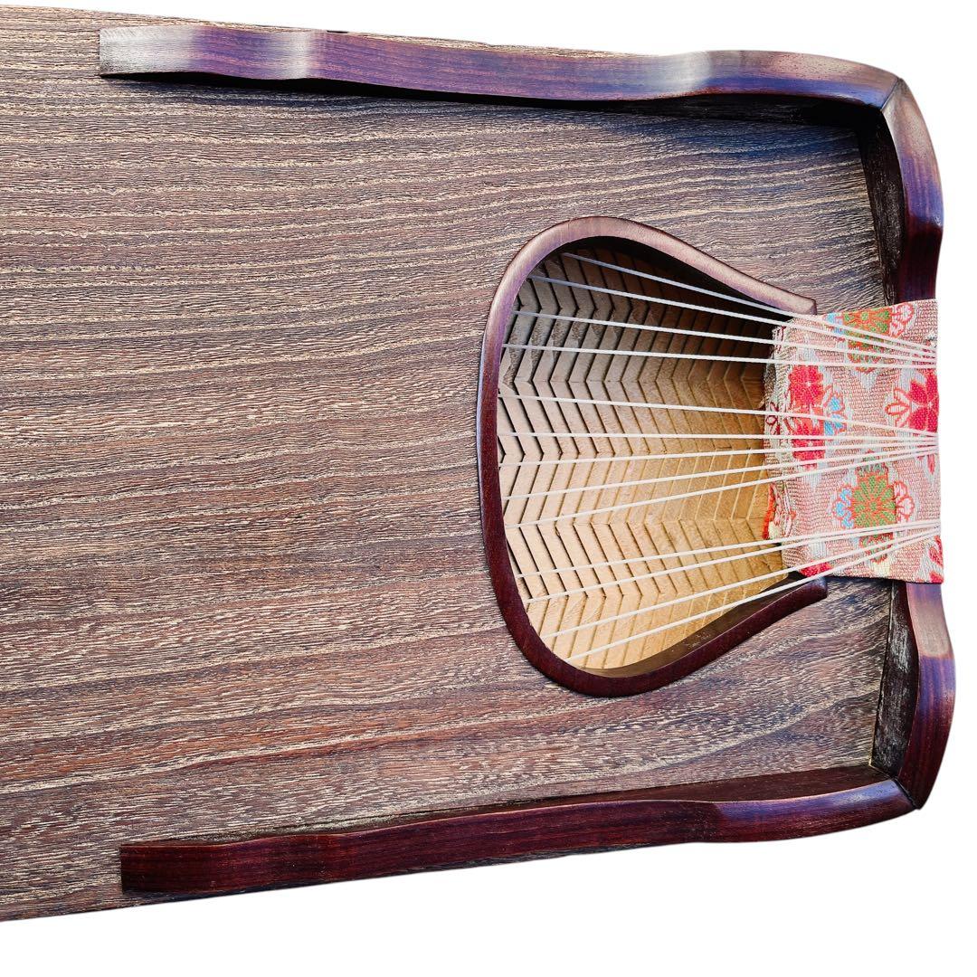 箏 十三弦 13弦 綾杉彫 くり甲 玉杢 蒔絵 玉縁