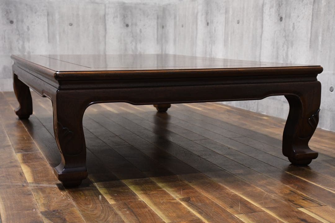 BKK94 伝統工芸 大阪唐木指物 尾崎作 花梨 無垢材 座卓 5尺 唐木家具