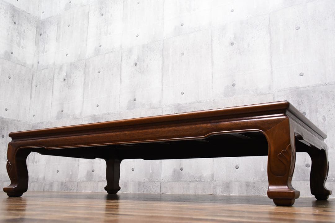 BKK94 伝統工芸 大阪唐木指物 尾崎作 花梨 無垢材 座卓 5尺 唐木家具