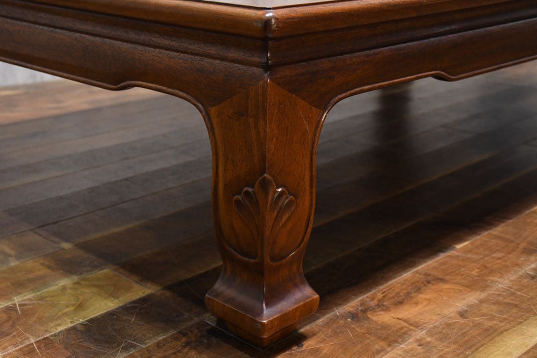 BKK94 伝統工芸 大阪唐木指物 尾崎作 花梨 無垢材 座卓 5尺 唐木家具