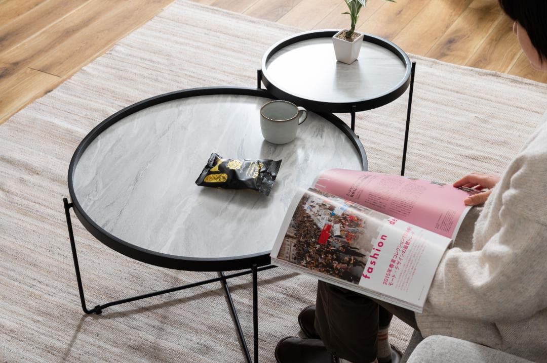 Lサイズ ラウンドテーブル 大理石柄 サイドテーブル CIR-502 N01