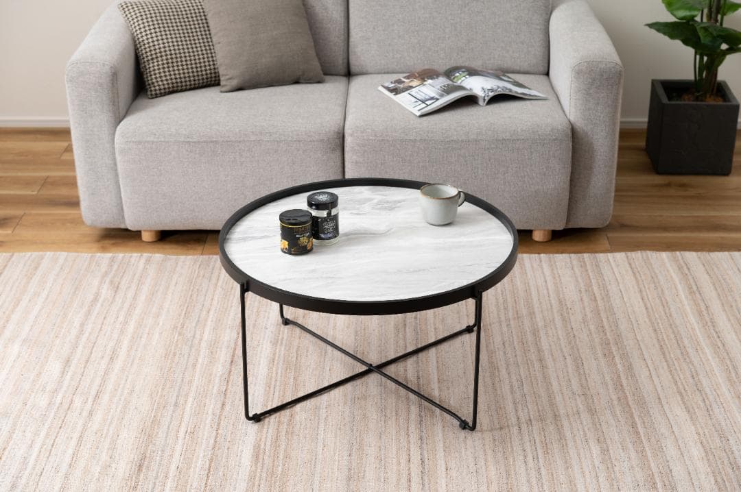 Lサイズ ラウンドテーブル 大理石柄 サイドテーブル CIR-502 N01