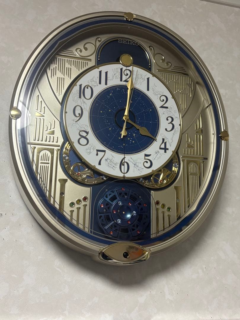 SEIKO オーバル型掛時計 青金装飾　からくり時計