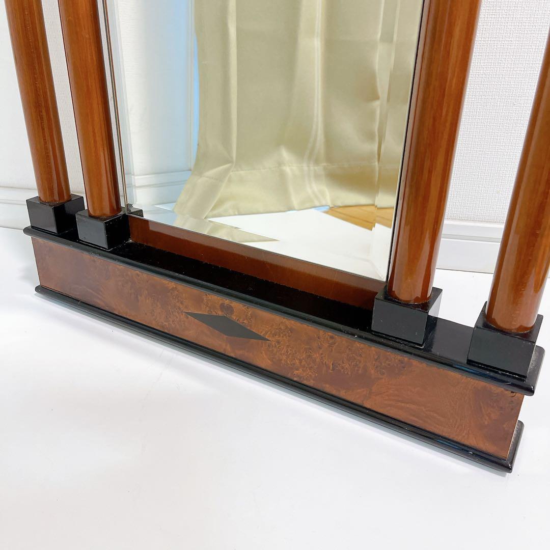 木製 スタンドミラー 象嵌装飾 バーズアイ調 クラシック アンティーク調 大型