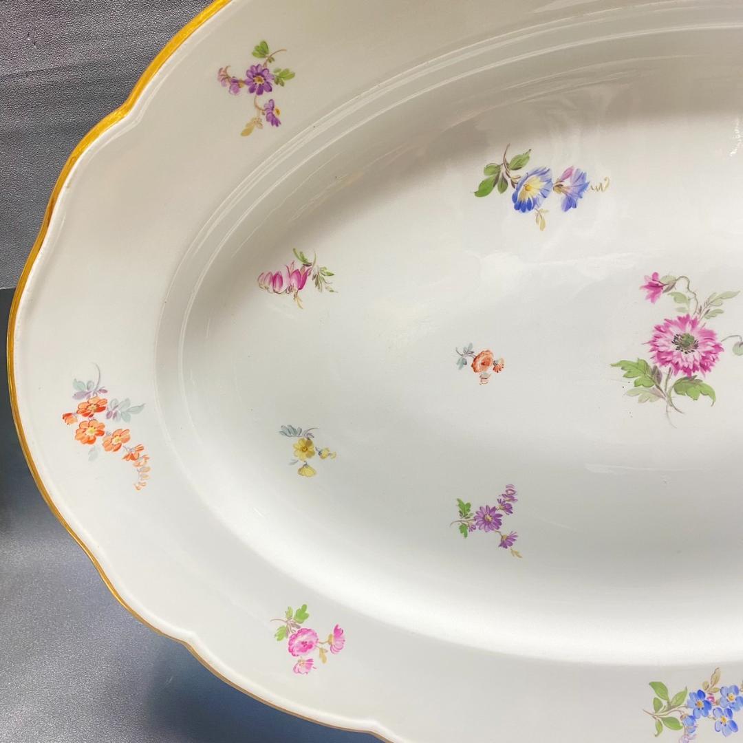 1117F 希少　マイセン 散らし小花 スキャタードフラワー オーバルプレート