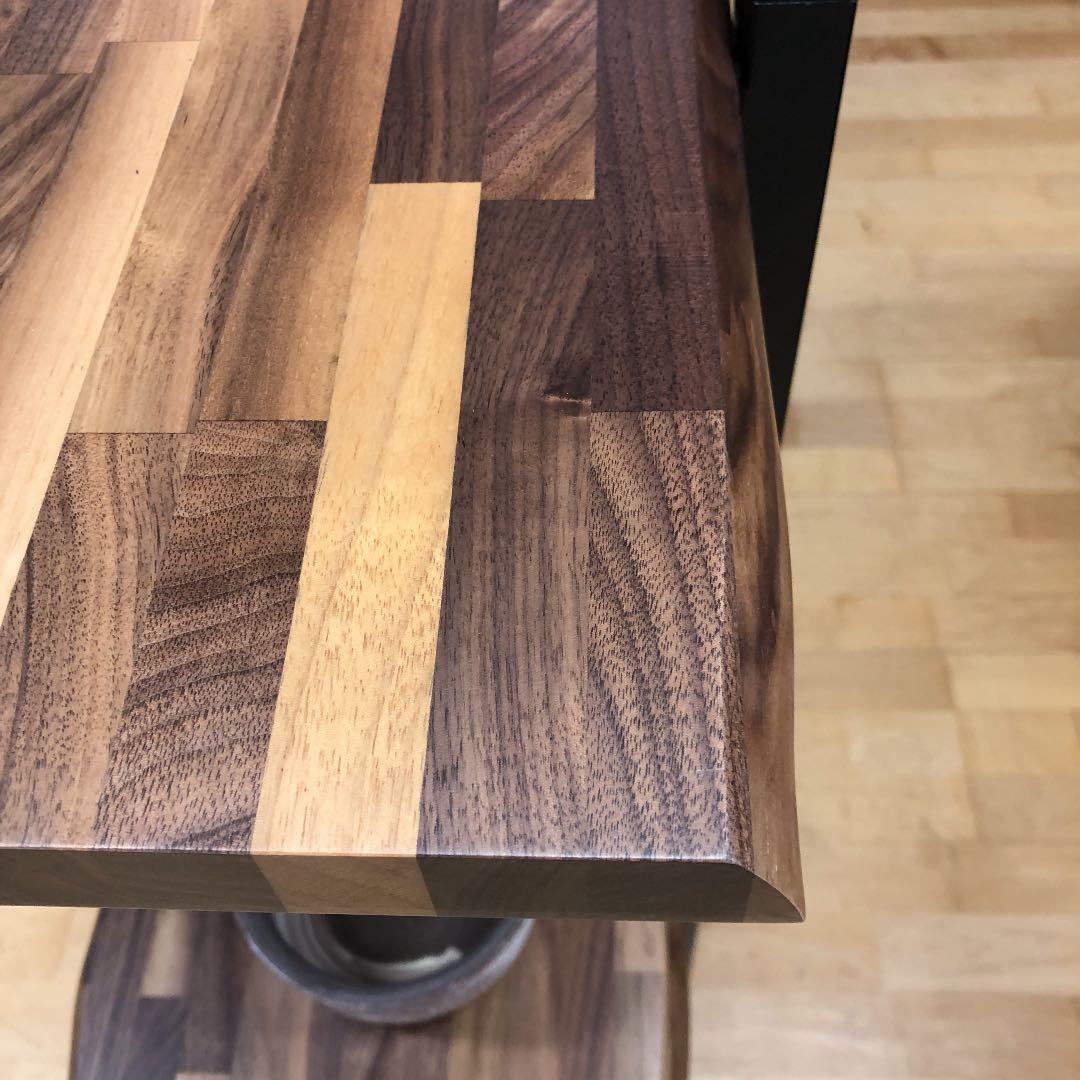 銘木ブラックウォルナット3段棚 丸太耳付き風