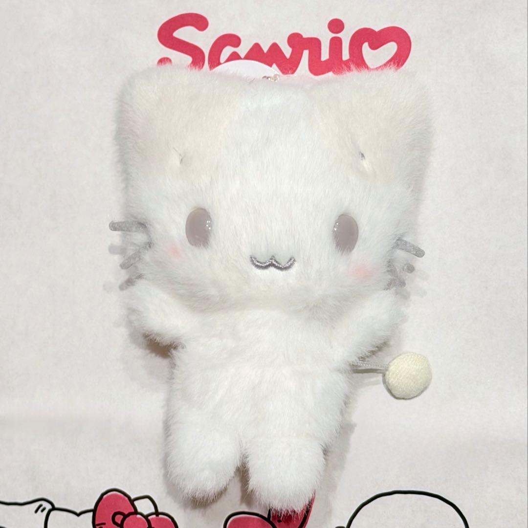 マシュマロみたいなふわふわにゃんこ マスコットホルダー しろふわ雲