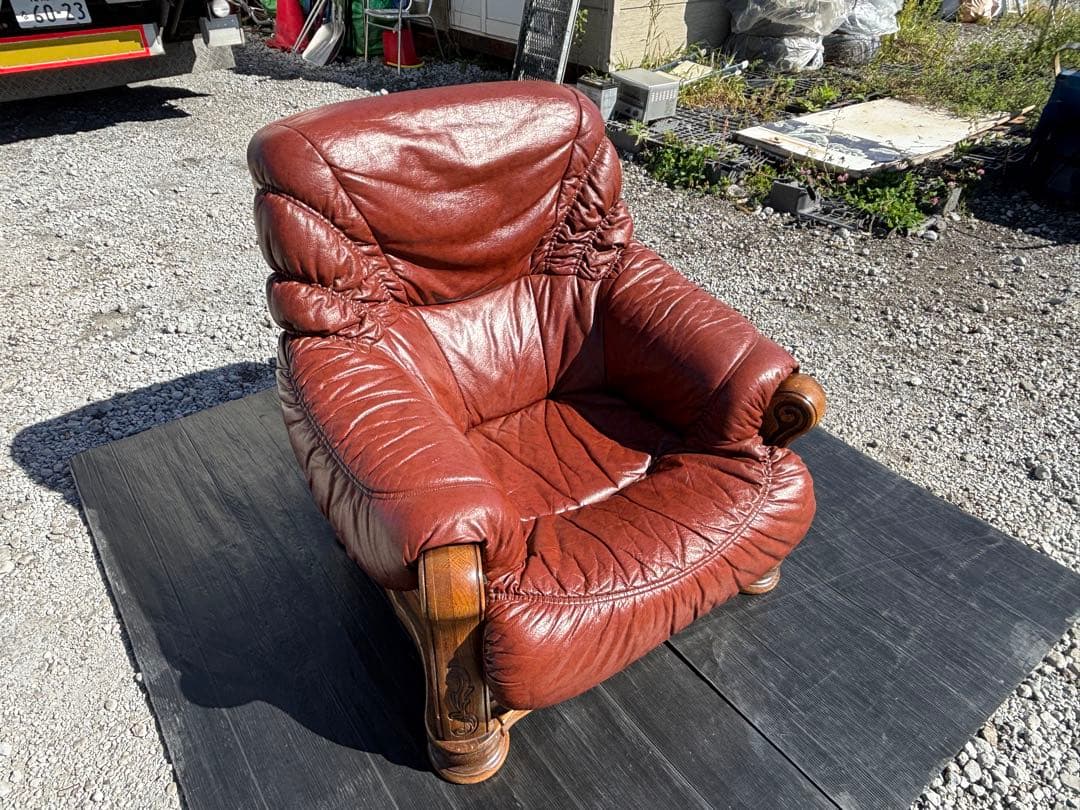 手渡し可 ダッチカントリー 本革 1人掛けソファ オランダ製 ヴィンテージ家具