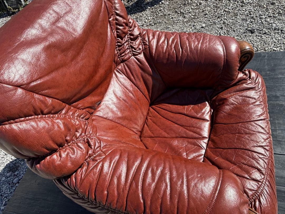 手渡し可 ダッチカントリー 本革 1人掛けソファ オランダ製 ヴィンテージ家具
